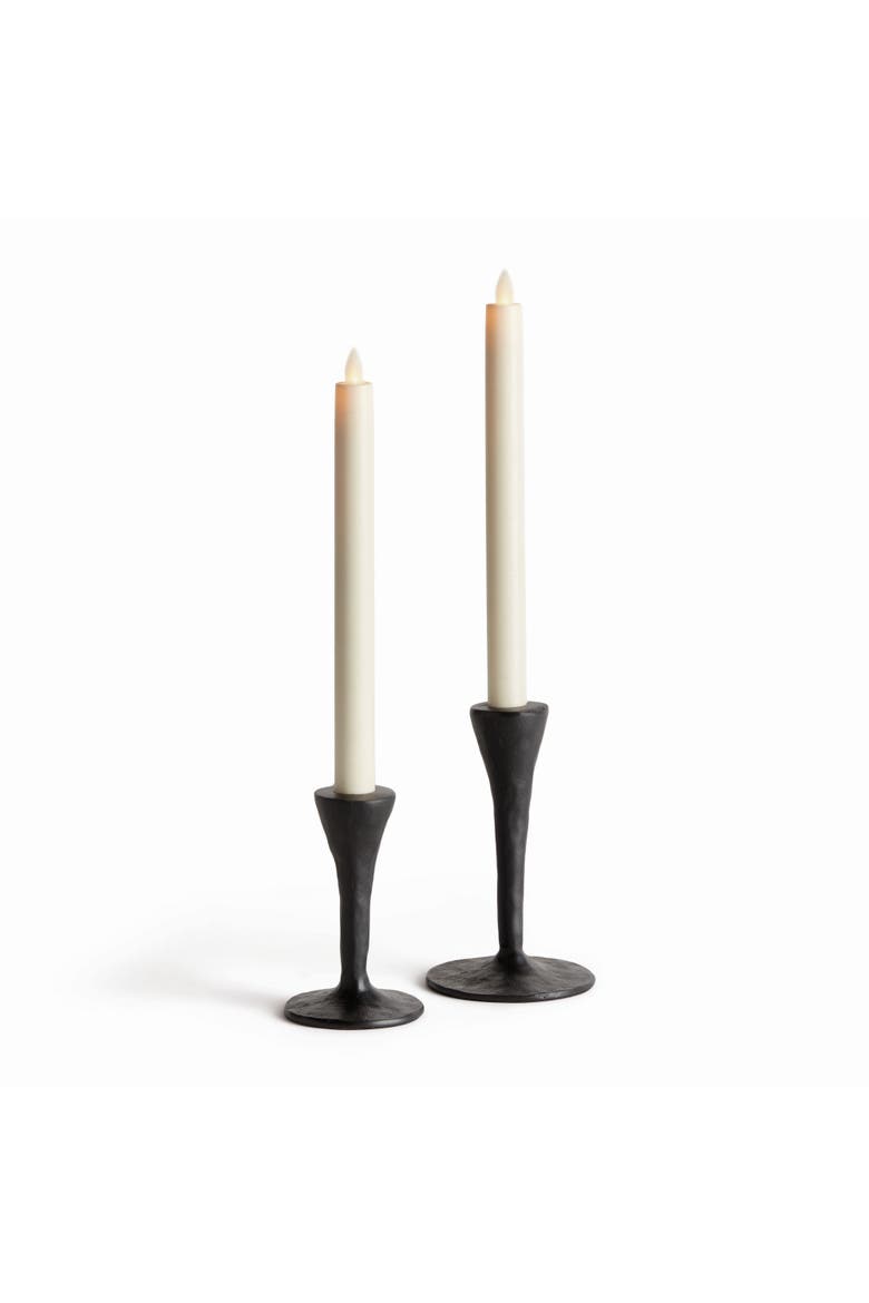Noah Taper Holders, Set of 2 - Black, Cast Aluminum Design, Main, color, Black