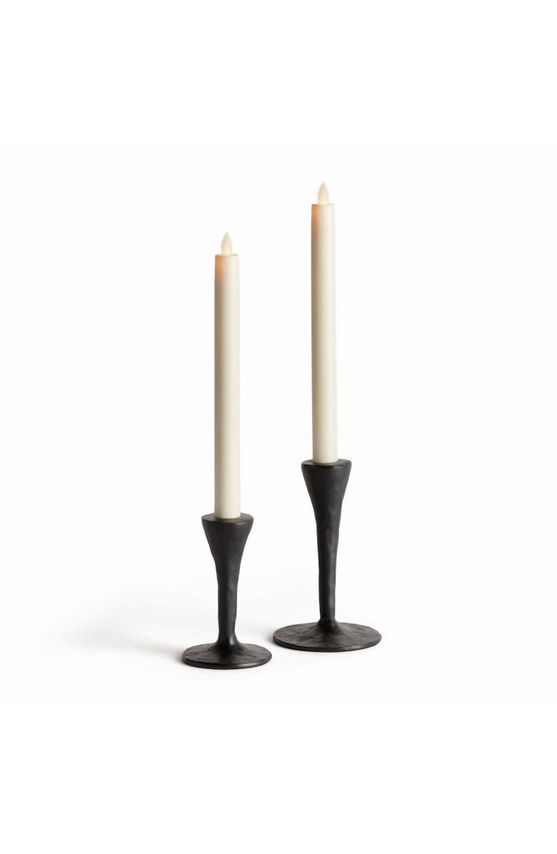 Napa Home & Garden Noah Taper Holders, Set of 2 - Black, Cast Aluminum Design, Main, color, Black