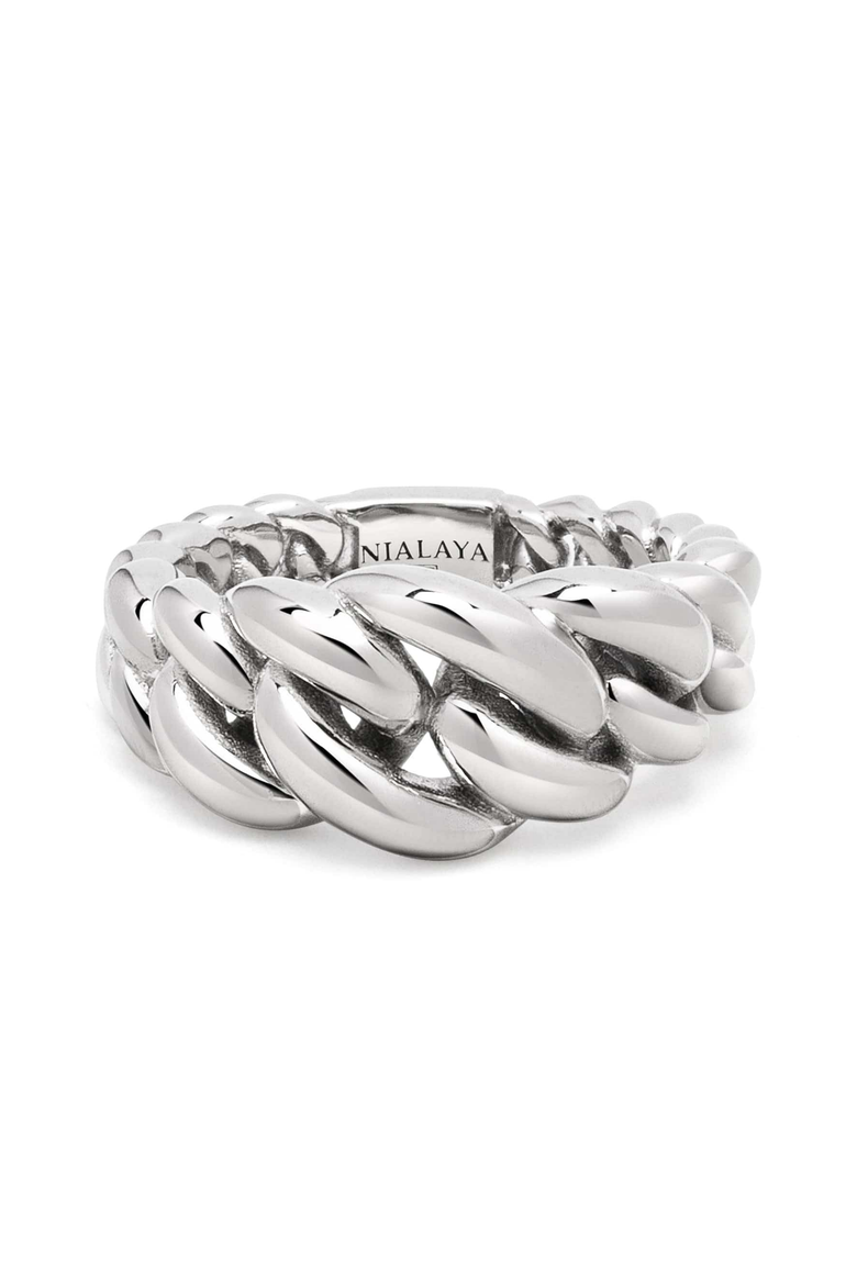 Curb Link Ring, Main, color, Silver / Black Agate