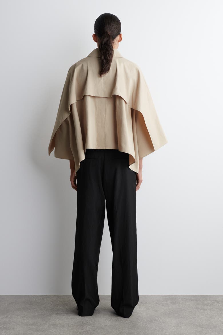Cropped Trench Coat Cape, Alternate, color, LIGHT BEIGE