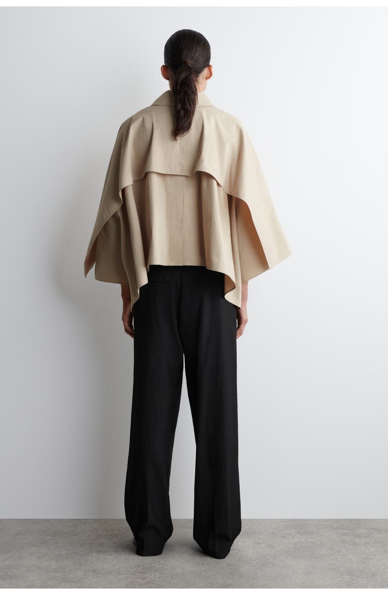 COS Cropped Trench Coat Cape, Alternate, color, Light Beige