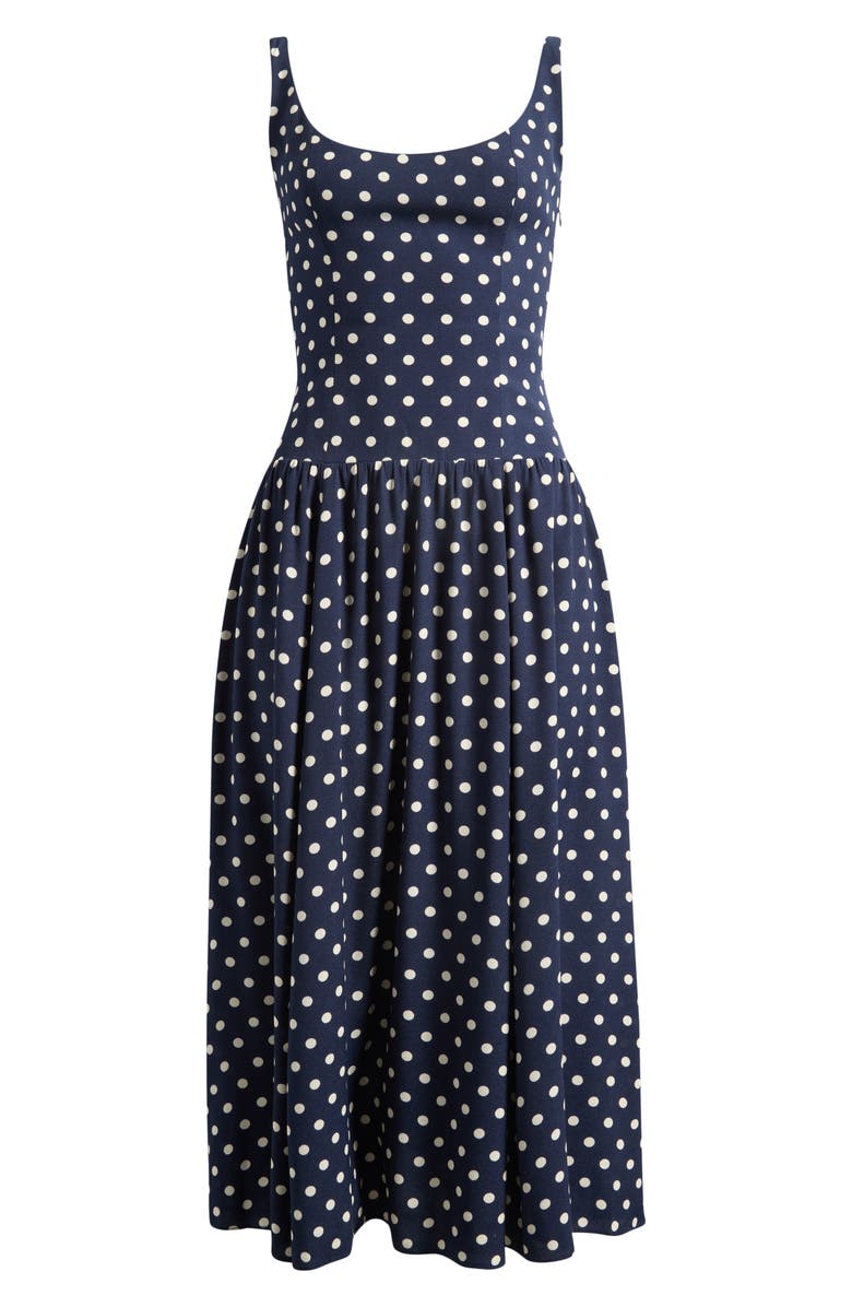 Reformation Bellarose Polka Dot Dress, Alternate, color, Orion Dot