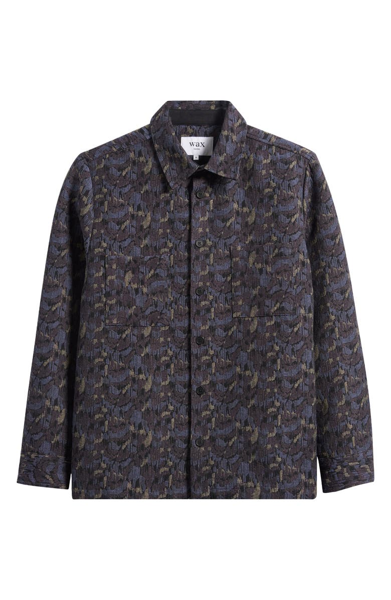 Wax London Whiting Camo Jacquard Recycled Cotton Blend Shirt Jacket, Main, color, Navy