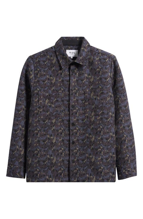 Whiting Camo Jacquard Recycled Cotton Blend Shirt Jacket