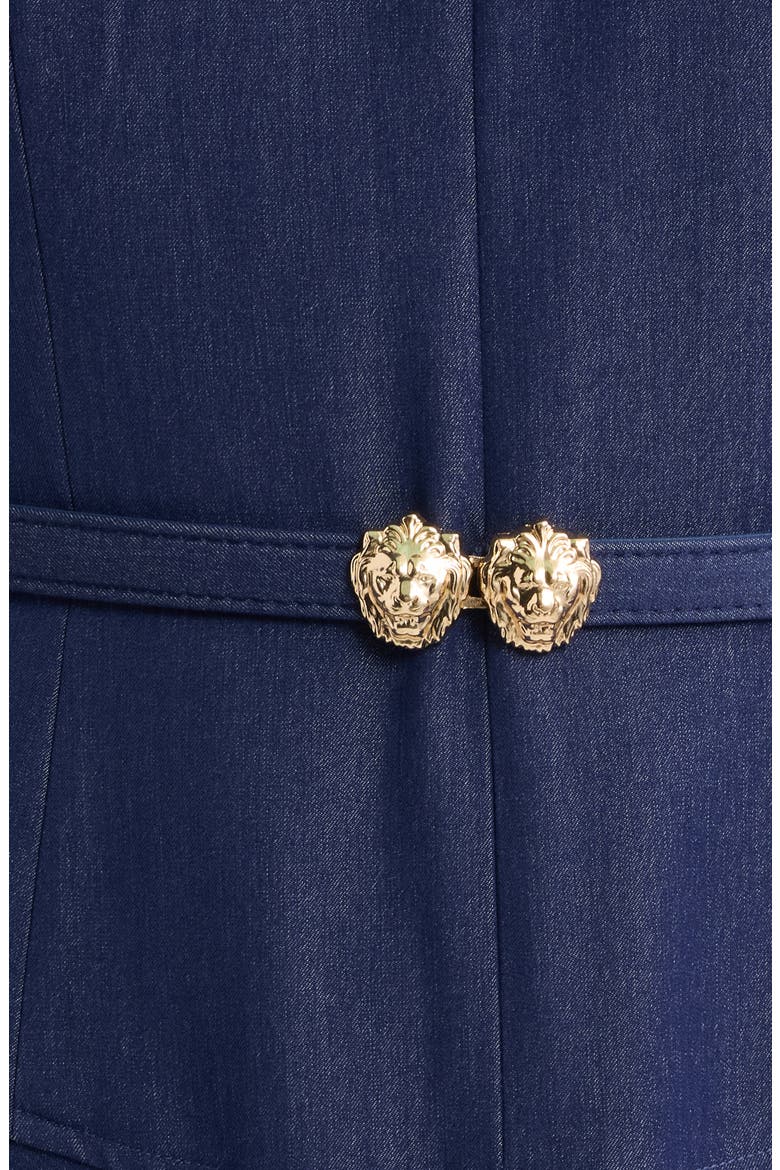Belted Drop Waist Midi Dress, Alternate, color, MIDNIGHT FAUX DENIM