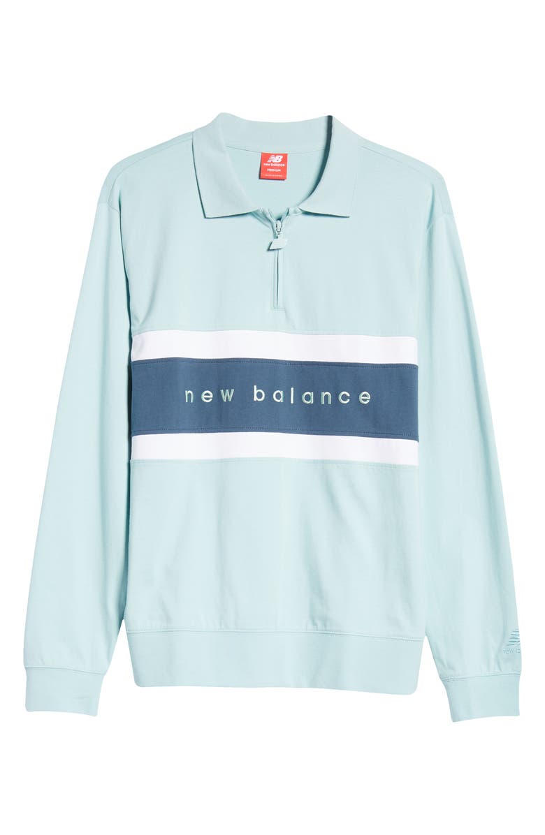 New Balance Prep Stripe Zip Rugby Shirt, Alternate, color, 