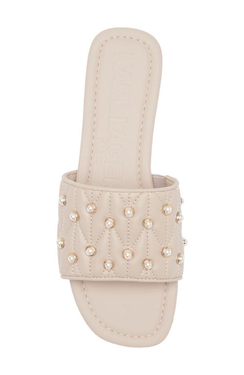 Karl Lagerfeld Paris Madyson Imitation Pearl Slide Sandal In Shell Pink