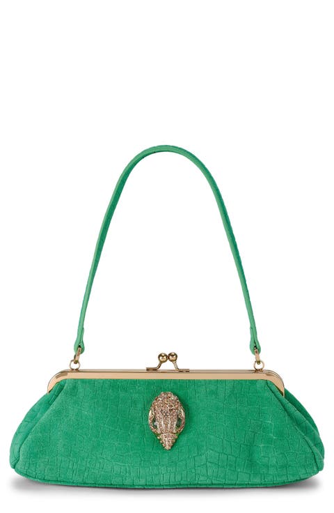 Kensington Croc Embossed Leather Frame Bag