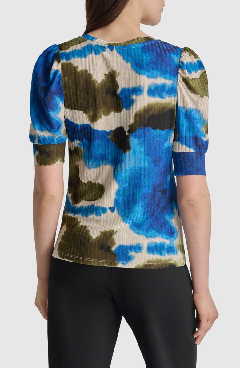 DKNY Puff Sleeve Rib Top, Alternate, color, 