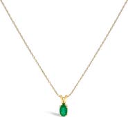 Haus of Brilliance 14K Yellow Gold Oval Green Emerald Solitaire Pendant Necklace