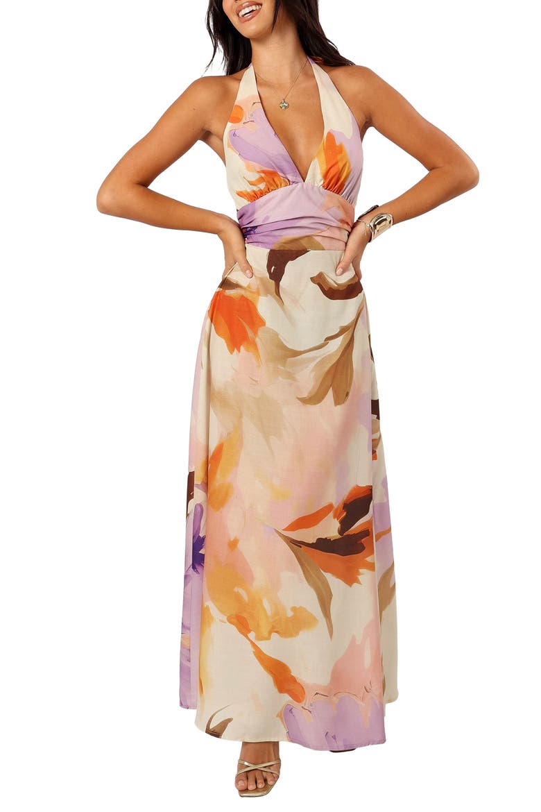 Marie Floral Halter Maxi Dress, Main, color, MULTI