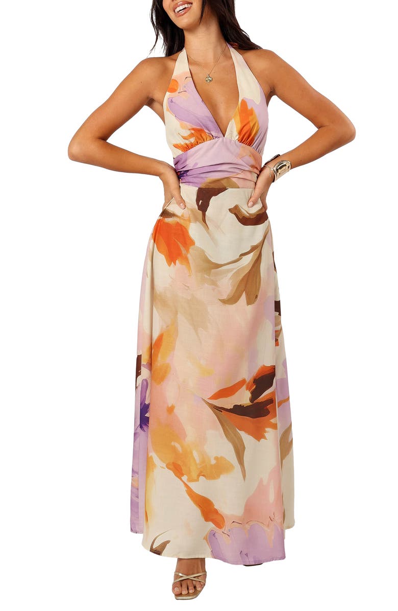 Petal & Pup Marie Floral Halter Maxi Dress, Main, color, Multi