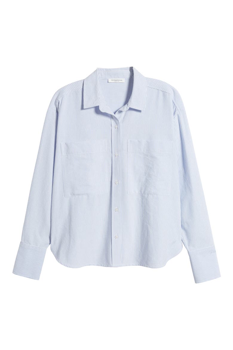 Everly Stripe Cotton Button-Up Shirt, Alternate, color, STUDIO BLUE