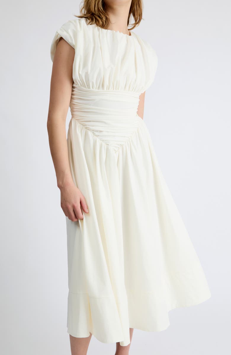 Extro & Vert Thea Ruched Waist Midi Dress, Alternate, color, White