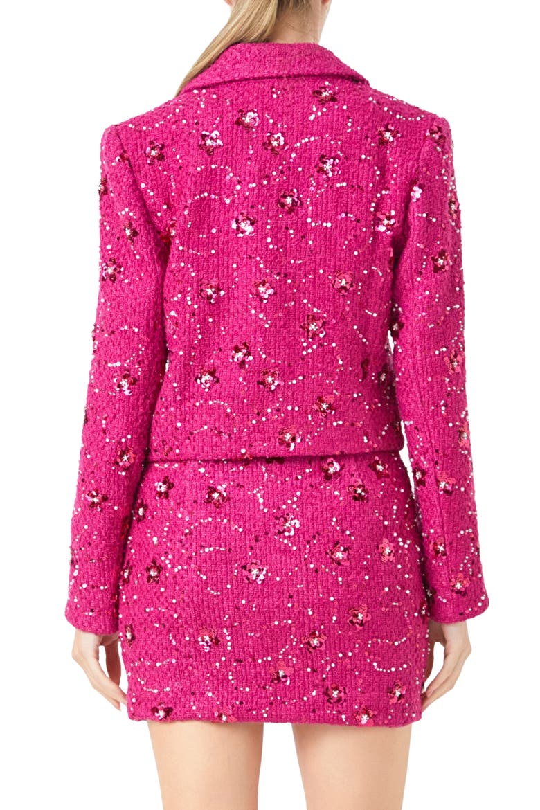 Sequin Crop Blazer, Alternate, color, BERRY