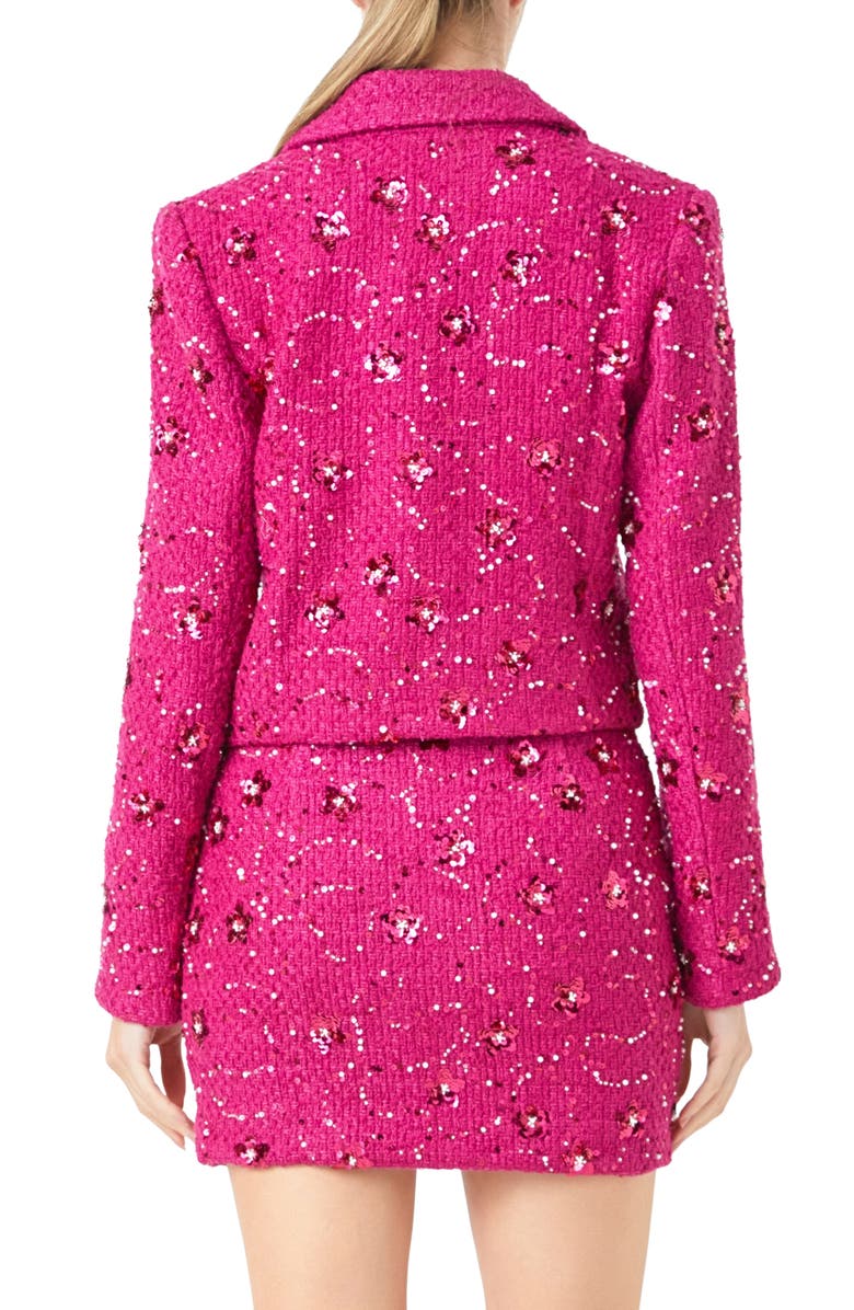 Endless Rose Sequin Crop Blazer, Alternate, color, Berry