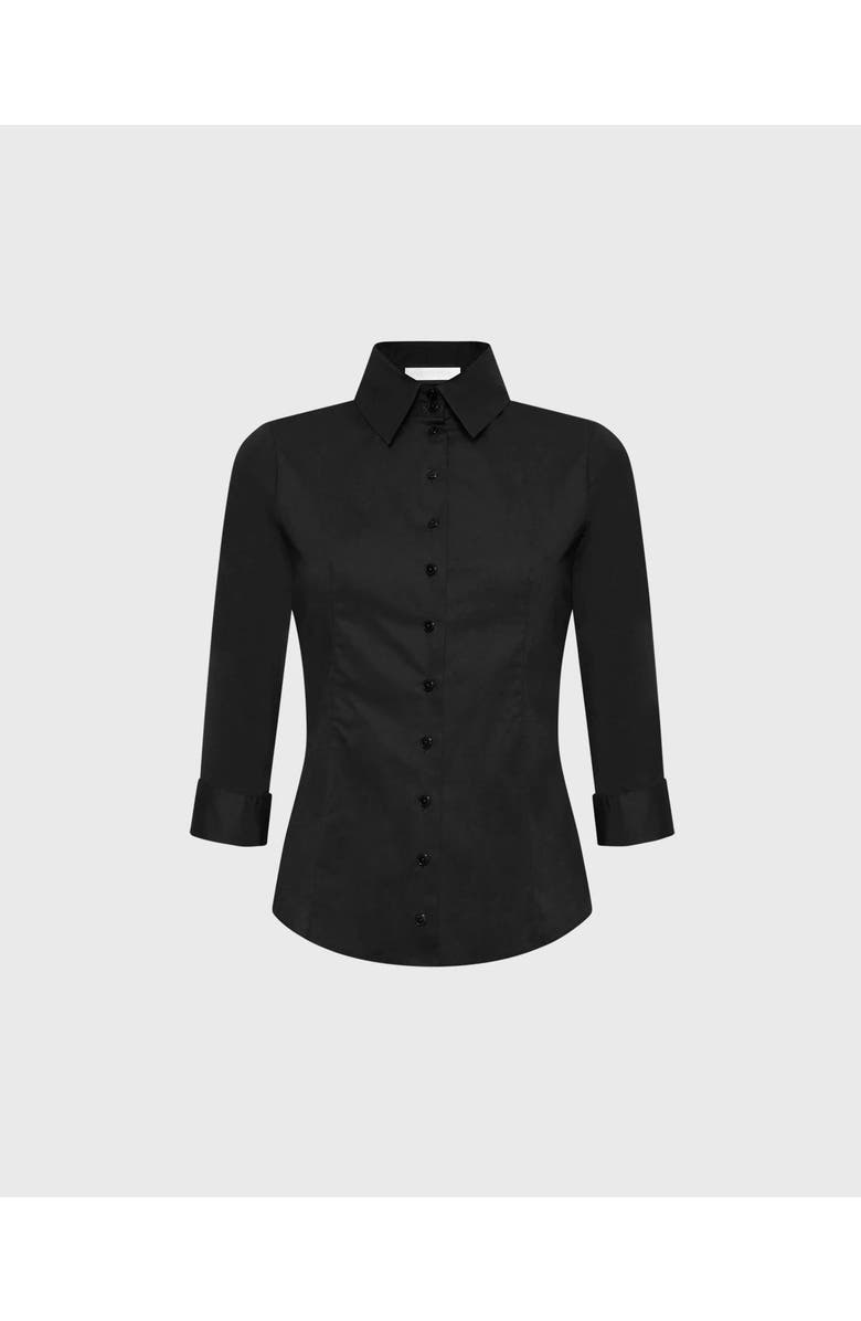 Anne Fontaine Connie Poplin 3/4 Shirt, Main, color, Black