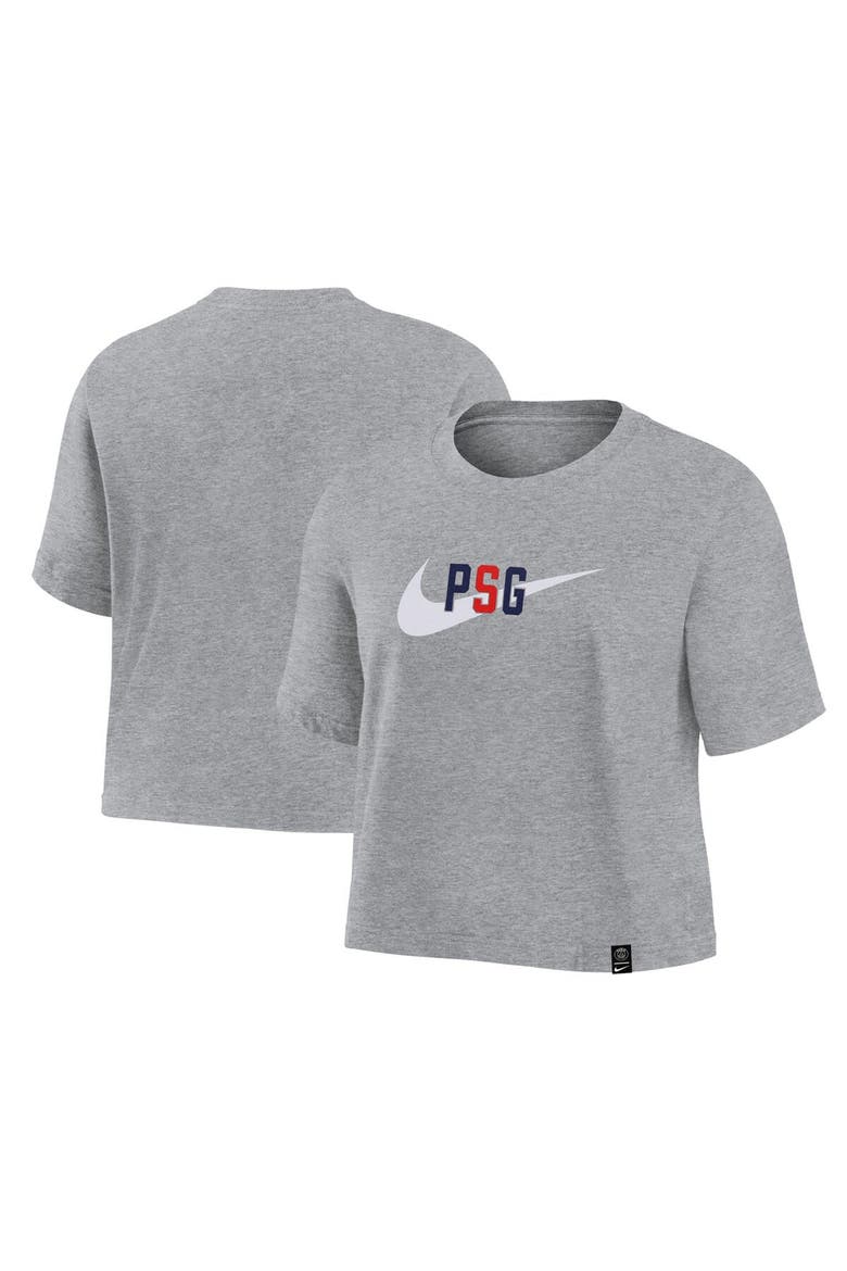Women's Paris Saint-Germain Nike Heather Gray Swoosh T-Shirt, Main, color, Heather Gray