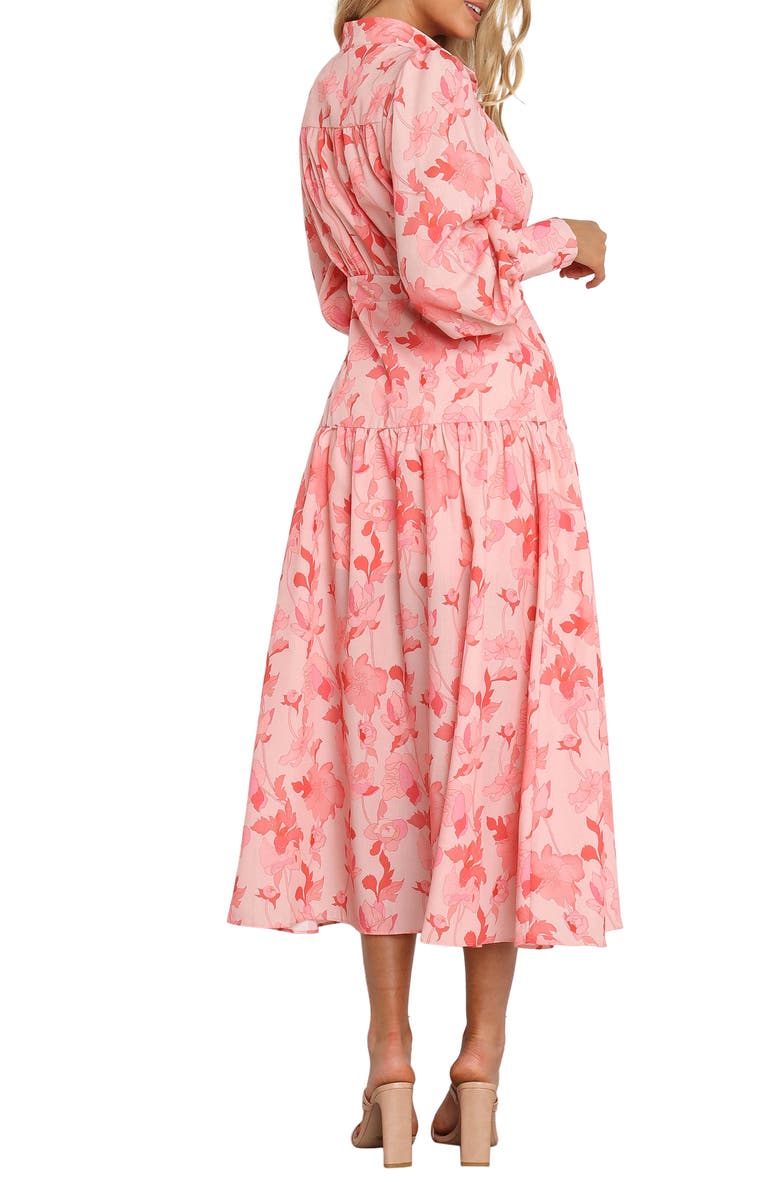 Petal & Pup Forever Print Long Sleeve Tiered Midi Dress, Alternate, color, Pink