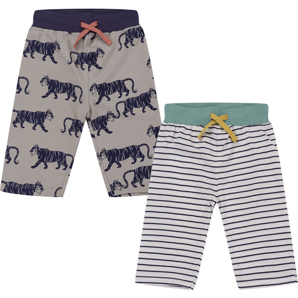 Lilly + Sid Organic Cotton Tiger And Stripe Shorts In Multi