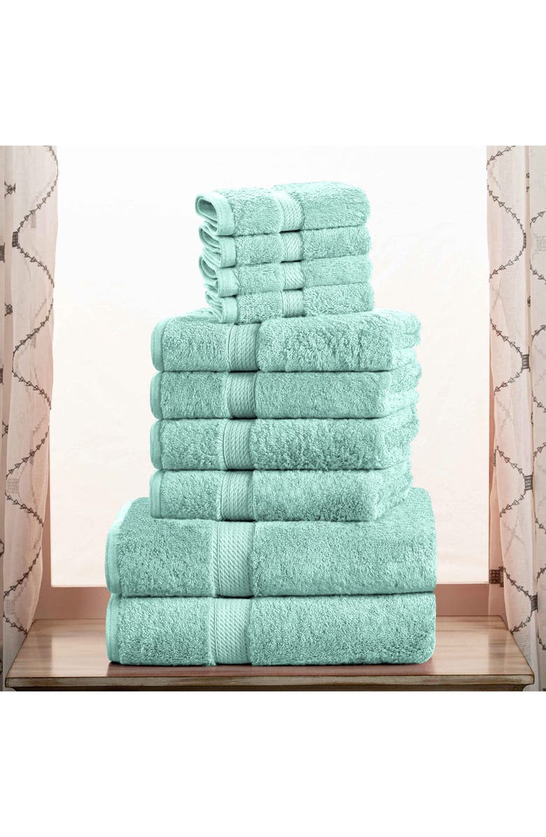 Superior Egyptian Cotton 10-Piece Towel Set, Alternate, color, Sea Foam