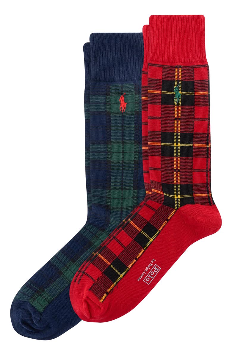Polo Ralph Lauren Assorted 2-Pack Tartan Crew Socks, Main, color, Red