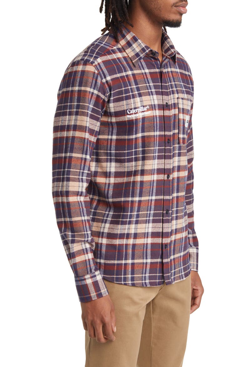 Illinois Plaid Cotton Flannel Button-Up Shirt, Alternate, color, NAVY CHECK