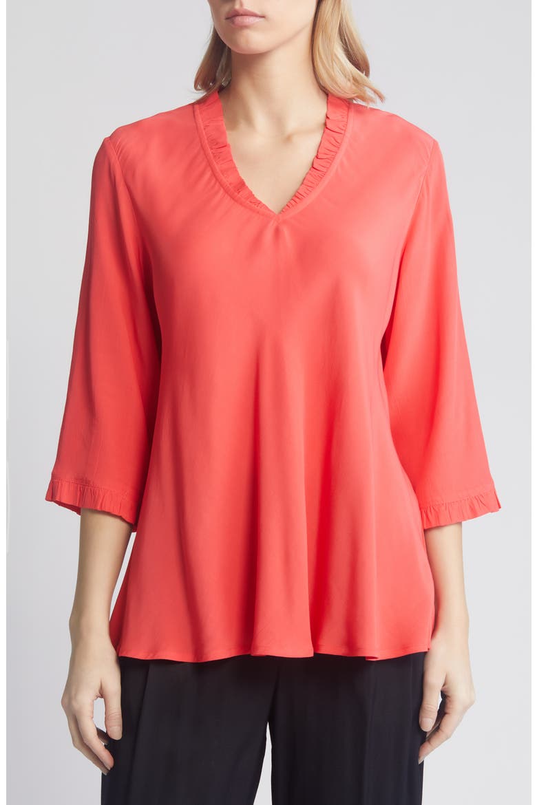 Birgit V-Neck Tunic Blouse, Main, color, HIBISCUS