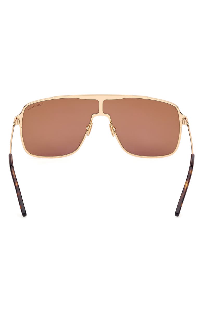TOM FORD Zappa 69mm Oversize Navigator Sunglasses, Alternate, color, Gold/ Havana/ Brown Lenses