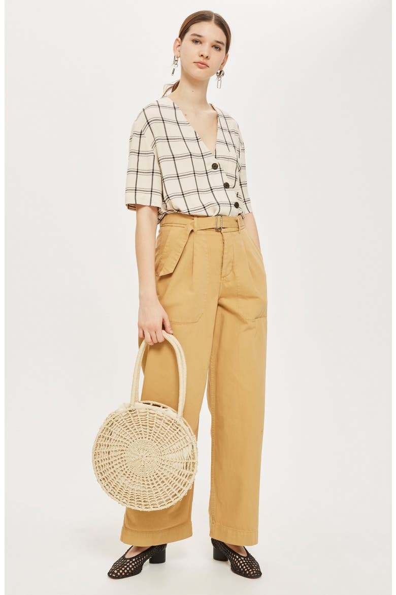 Ashley Check Asymmetrical Top, Alternate, color, IVORY MULTI