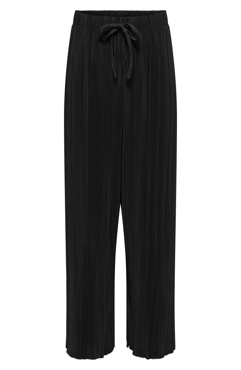 Only Pery High Waist Plissé Flare Leg Pants, Alternate, color, Black