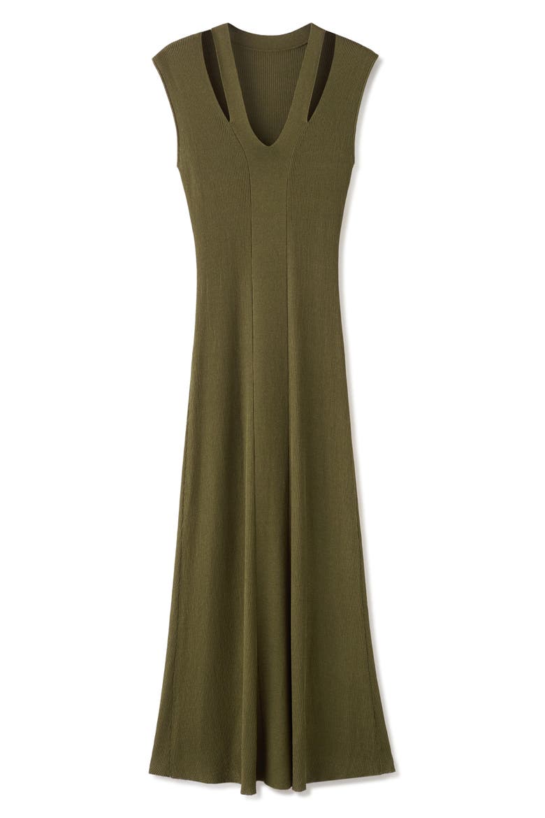 Cutout Ribbed Sweater Dress, Main, color, KHAKI GREEN