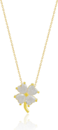 Spero London Four Leaf Clover Sterling Silver Necklace - White