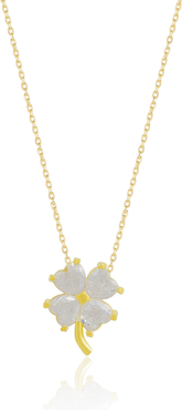 Spero London Four Leaf Clover Sterling Silver Necklace - White