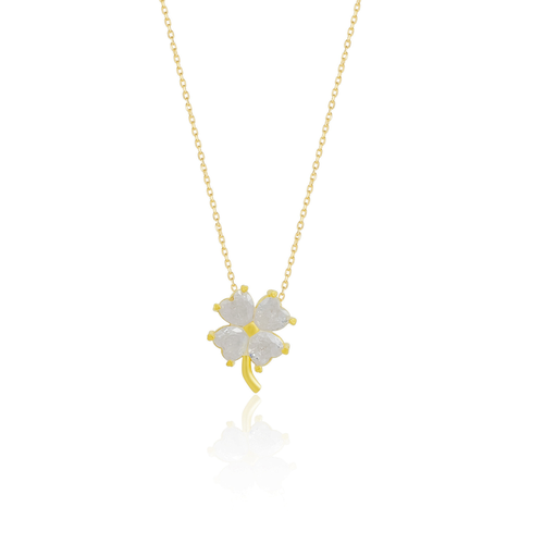 Spero London Four Leaf Clover Sterling Silver Necklace In Gold
