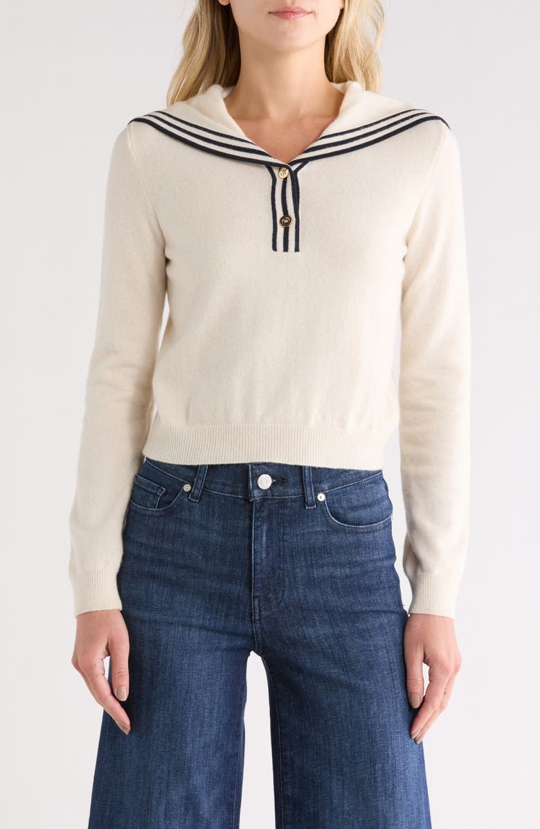 FRAME The Sailor Cashmere & Silk Sweater, Main, color, Cream