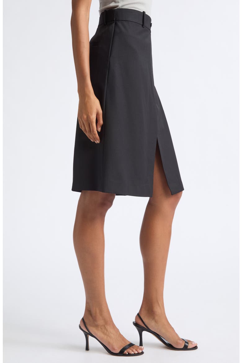 Belted Wool Gabardine Midi Skirt, Alternate, color, BLACK