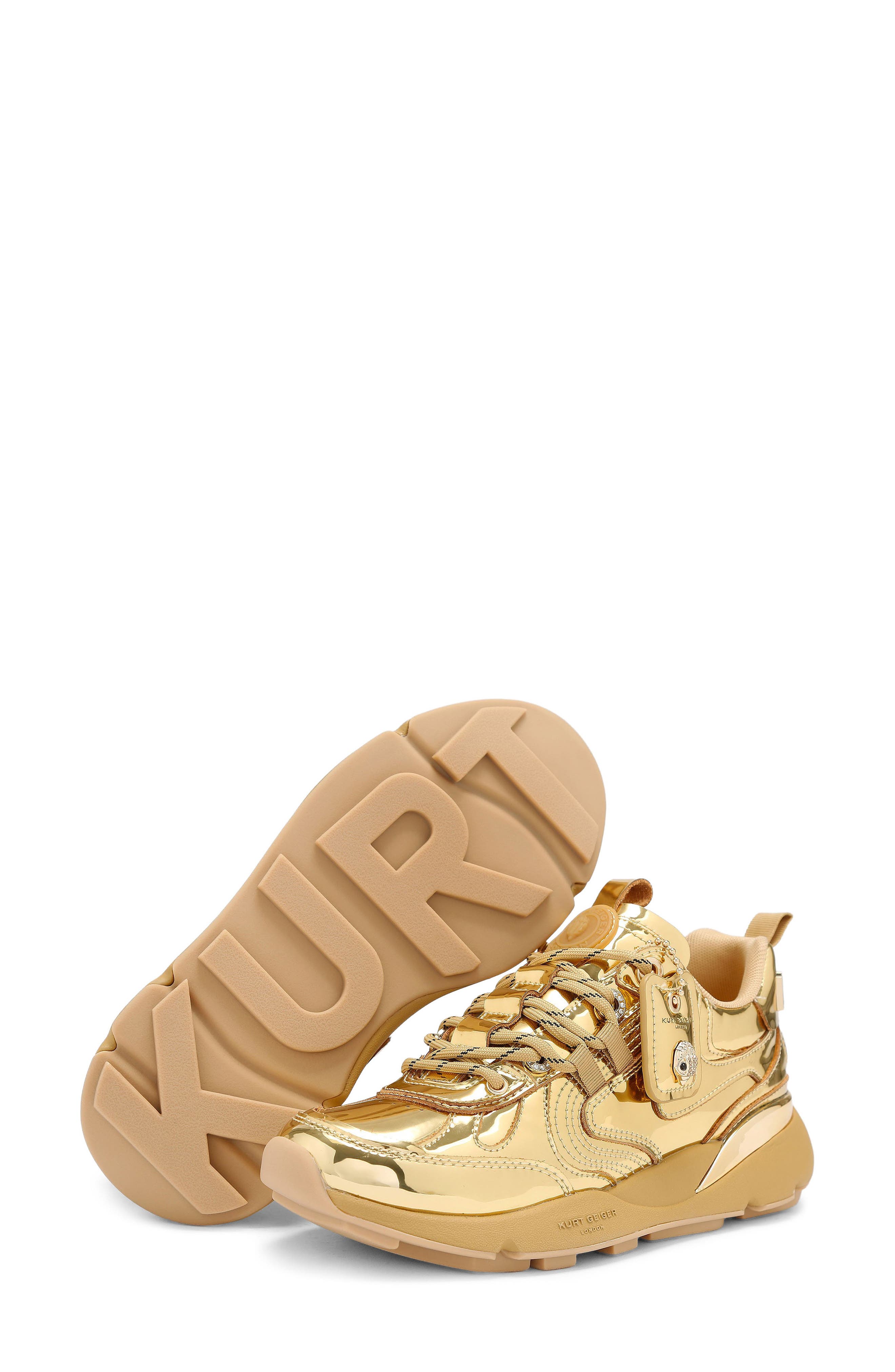 Kurt Geiger London Kurt Chunky Sole Sneaker, Alternate, color, Gold