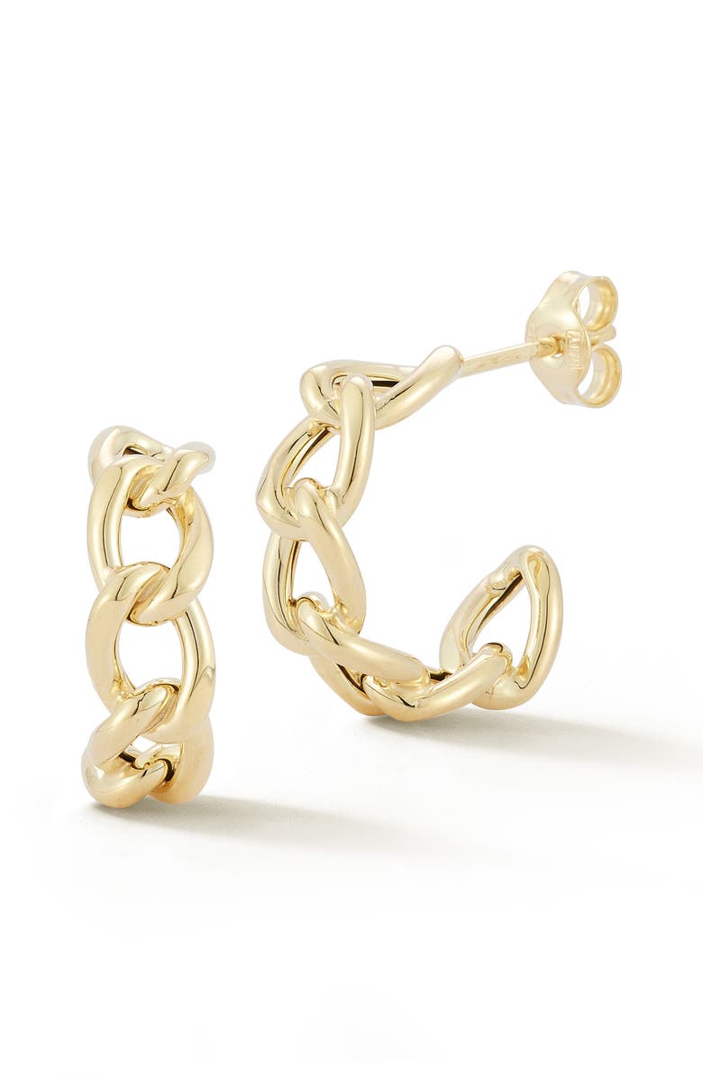 Ember Fine Jewelry 14K Gold Curb Chain Hoop Earrings, Main, color, Gold