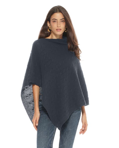 Pure Cashmere Textured Knit Poncho