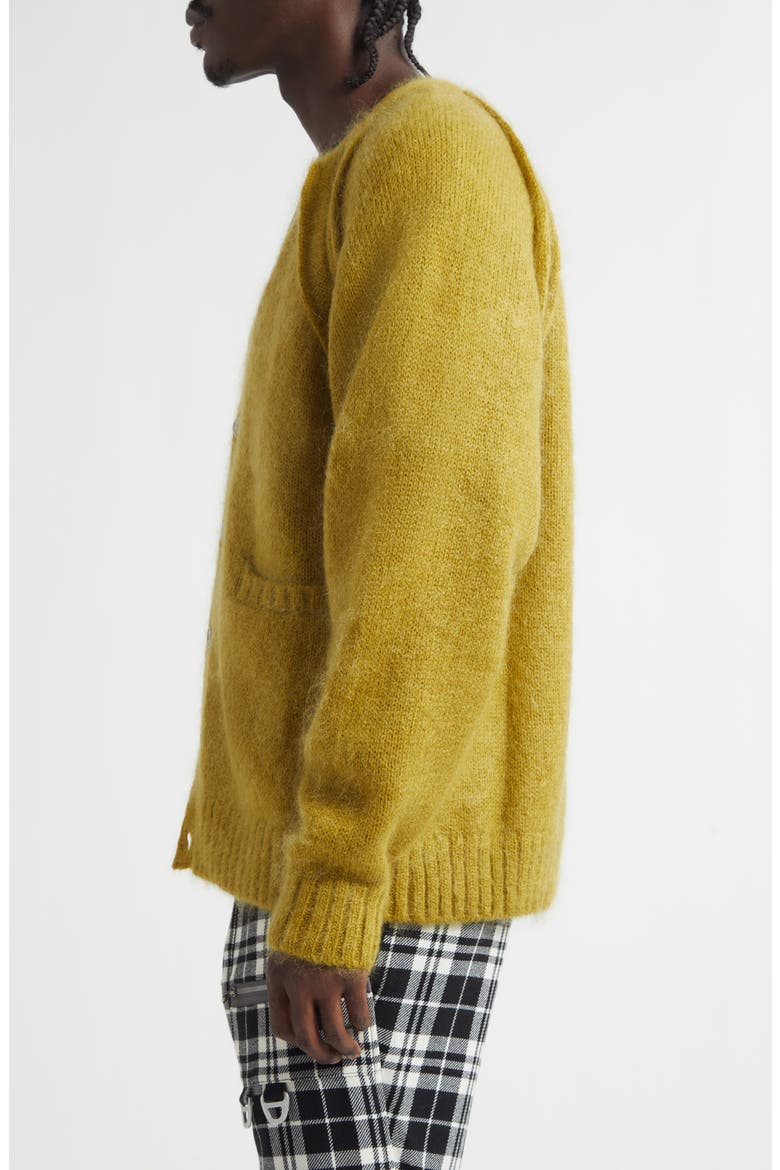 Mohair & Wool Blend V-Neck Cardigan, Alternate, color, DARK YELLOW