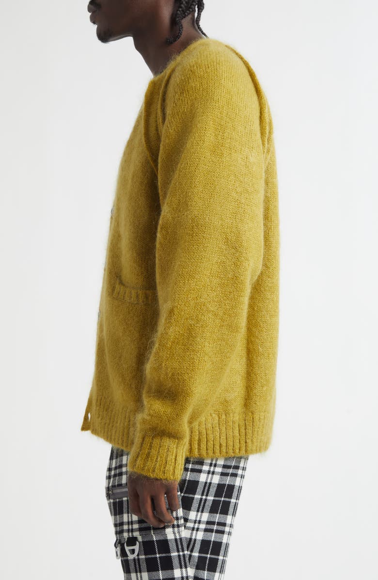 Undercover Mohair & Wool Blend V-Neck Cardigan, Alternate, color, Dark Yellow