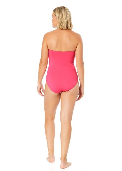 Shop Anne Cole Twist Front Shirred One Piece Swimsuit In Pink Glow