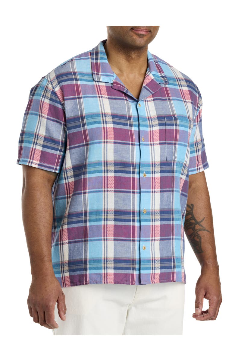 Lucky Brand Jeans Plaid Linen Sport Shirt, Main, color, Red/Blue