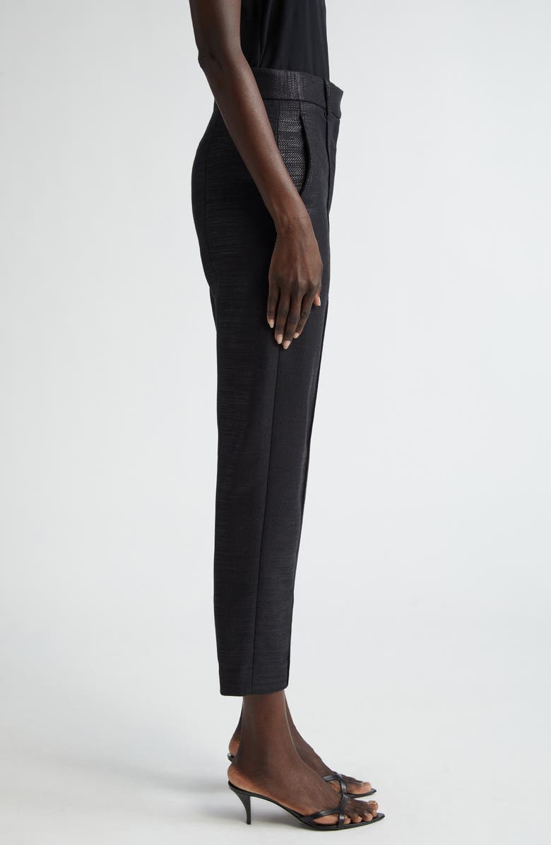 ST. JOHN Metallic Twill Pintuck Ankle Pants, Alternate, color, 