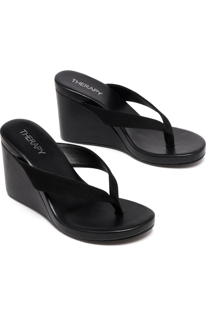 Therapy Australia Ren Wedge Sandal, Main, color, Black Microsuede