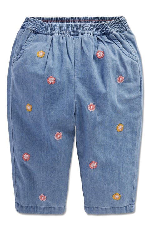 Kids' Embroidered Chambray Trousers