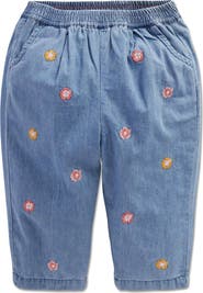Mini Boden Kids' Embroidered Chambray Trousers