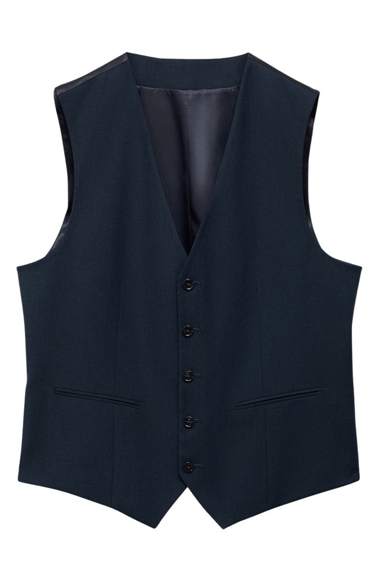 MANGO Slim Fit Navy Stretch Suit Vest, Alternate, color, Dark Navy