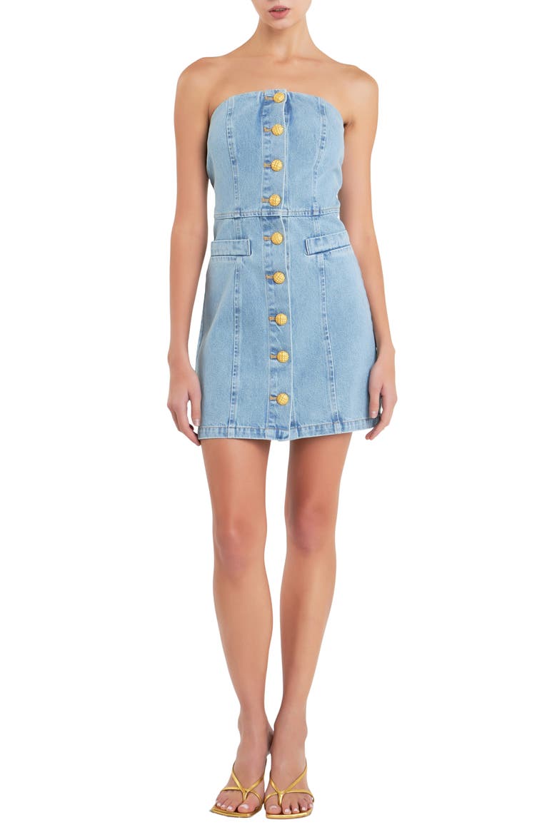 Denim Tube Minidress, Main, color, LIGHT BLUE